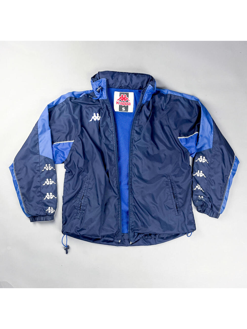 Vintage Kappa Men's Navy Blue Windbreaker Jacket with Hood